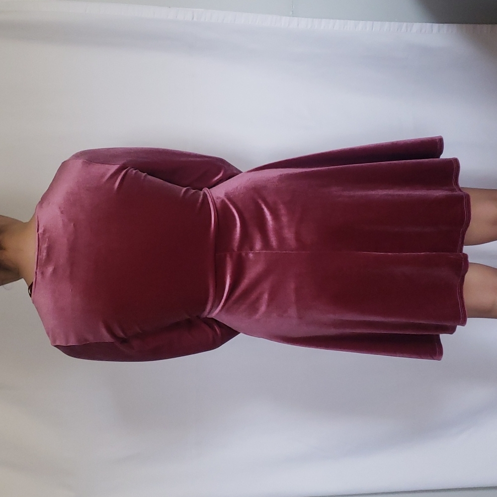 Long-sleeve HYFVE Pink Velvet Wrap-Tie dress - Picture 6 of 6